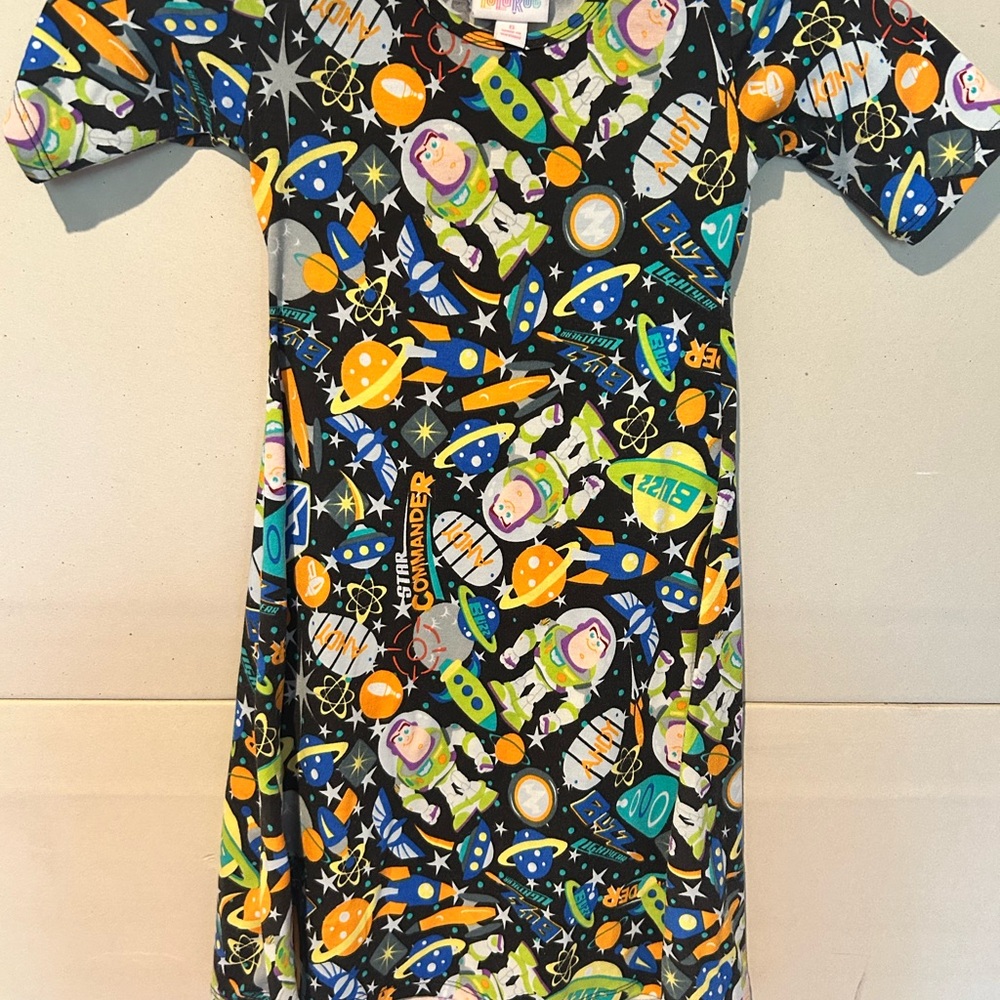 LuLaRoe Kids Casual Dress - Black with Multicolor Space Theme
